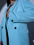 Oversize švarkas su juodomis rankovių sagomis - SOFT BLUE